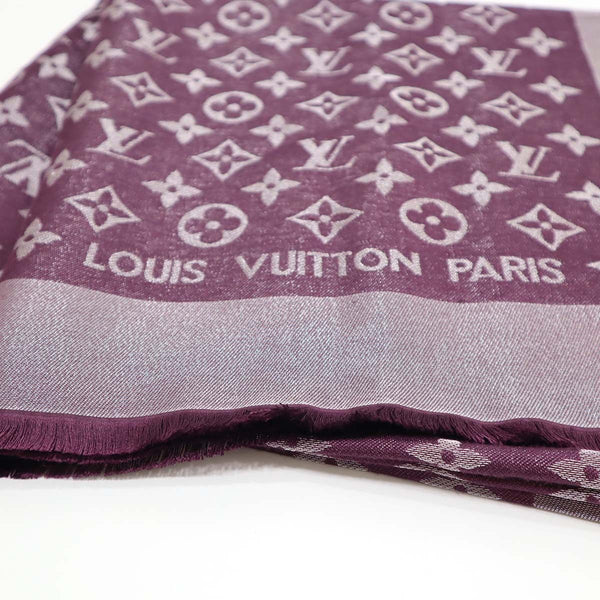 LOUIS VUITTON ルイ・ヴィトン 大判 ストール 410460 140cm モノグラム シャイン パープル ショール yo1211