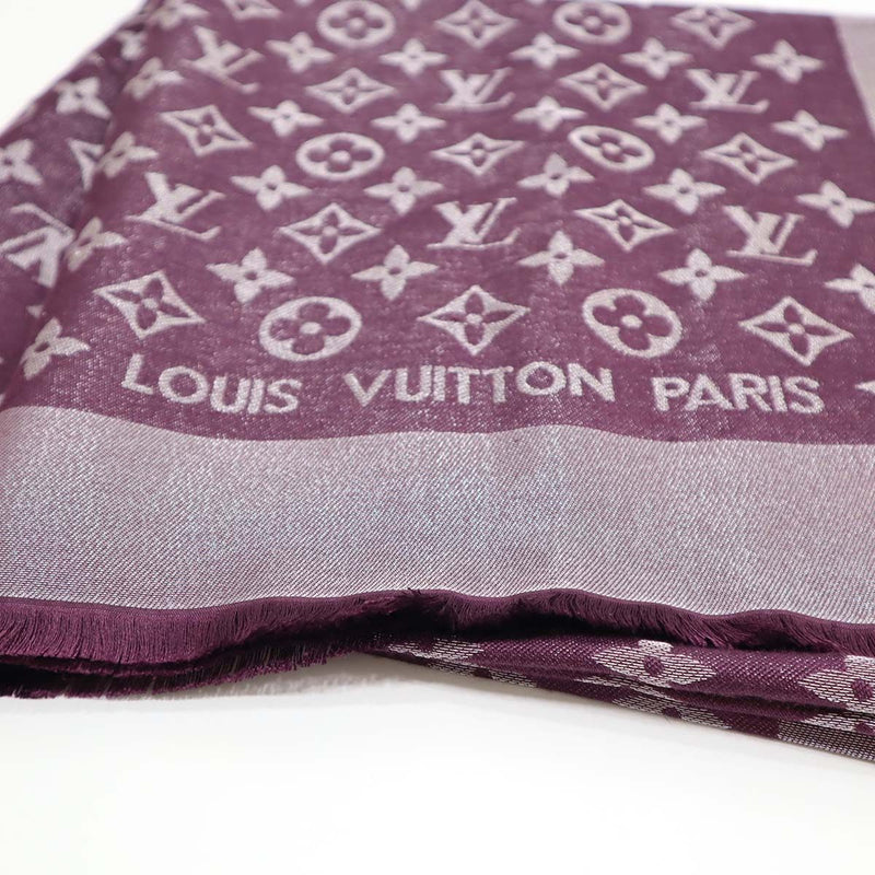 LOUIS VUITTON ルイ・ヴィトン 大判 ストール 410460 140cm モノグラム シャイン パープル ショール yo1211