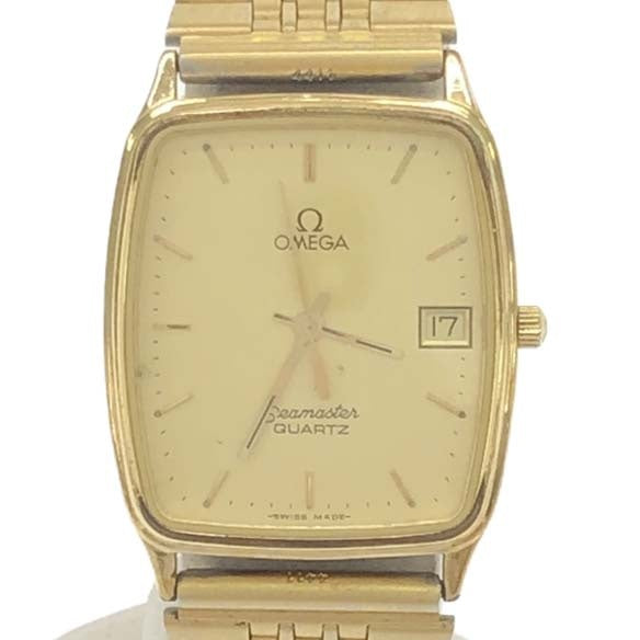 稼働 OMEGA オメガ シーマスター Seamaster クォーツ デイト 196.0265 cal.1430 ゴールドカラー ベルト社外品 H8957