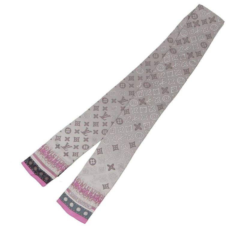 LOUIS VUITTON ルイヴィトン LV バンドー M75044 モノグラム マップ スカーフ ライトグレー ピンク 服飾小物 25k1037-6