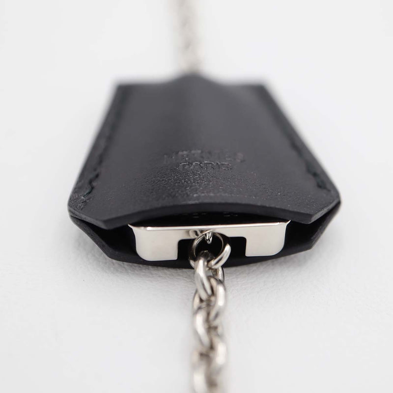 HERMES エルメス NC クロシェット ネックレス パラジウム バッファローホーン レザー 32.1g 箱あり M4186