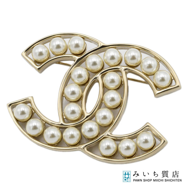 CHANEL シャネル ブローチ ココマーク フェイクパール A64978 30.7g アクセサリー 箱有 yo1365