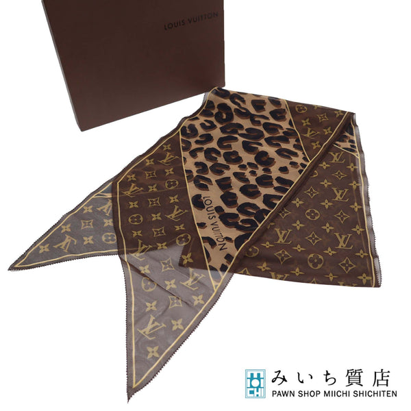 LOUIS VUITTON LV ルイヴィトン スカーフ M72123 レオパード エシャルプ モノグラム シルク100％ 服飾小物 箱有 H6812