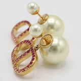 Christian Dior ディオール ピアス フェイクパール ラインストーン ピンク アクセサリー H21429