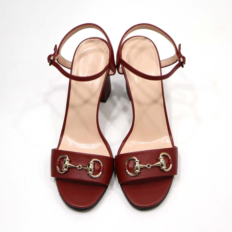 GUCCI グッチ ホースビット レザー ストラップ サンダル ミュール 赤 サイズ36 1/2 23.5cm 箱有 H8910