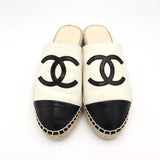 CHANEL シャネル エスパドリーユ サンダル G33553 ココマーク アイボリー/ブラック サイズ37 23.5cm H18978