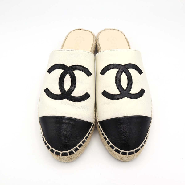 CHANEL シャネル エスパドリーユ サンダル G33553 ココマーク アイボリー/ブラック サイズ37 23.5cm H18978