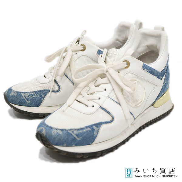 LOUIS VUITTON ルイヴィトン LV NV0179 ランアウェイライン スニーカー 靴 38サイズ デニム レザー M4035