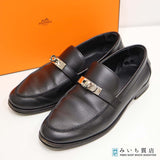 HERMES エルメス モカシン デスタン ケリー WS212114Z 2110 レザー 36 1/2 約23.5cm ブラック レディース 23k388-1