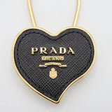 PRADA プラダ サフィアーノ ハート キーホルダー ブラック アクセサリー 箱有 H9689