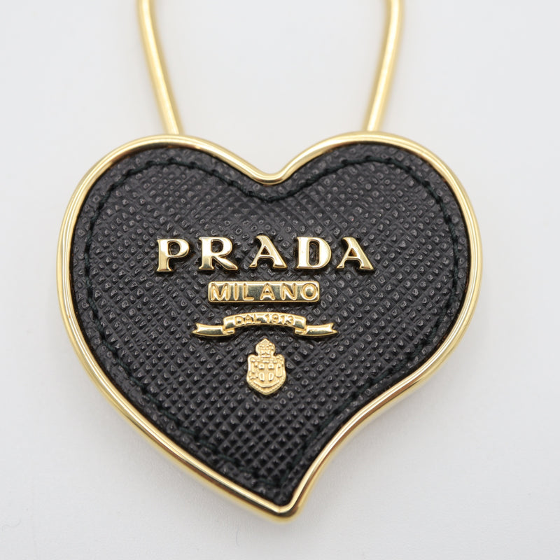 PRADA プラダ サフィアーノ ハート キーホルダー ブラック アクセサリー 箱有 H9689