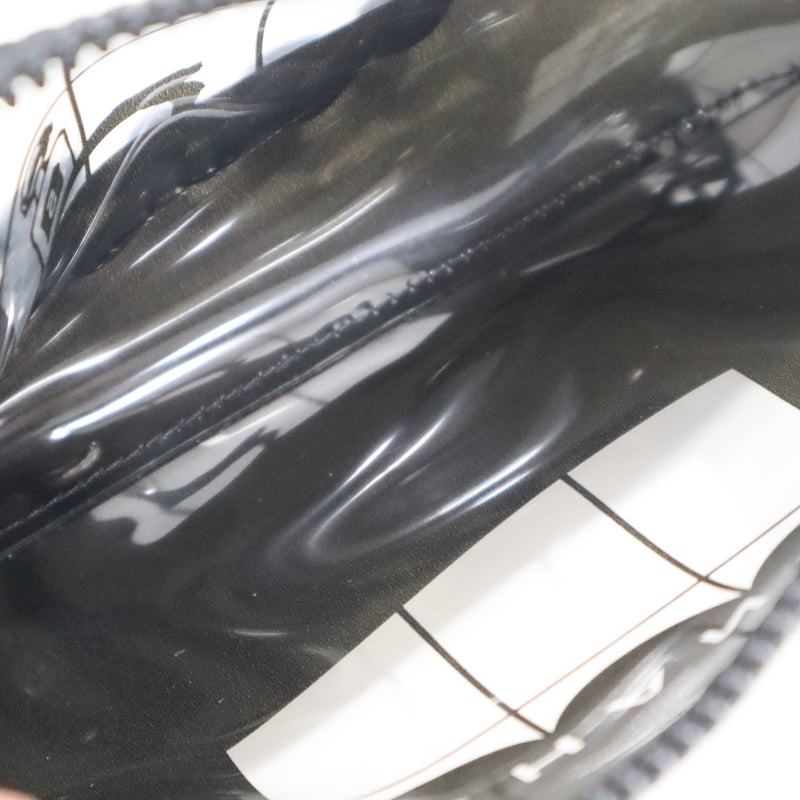 CHANEL シャネル ウィンドウライン PVC ショルダーバッグ ハンドバック エナメル ブラック 鞄 レディース H2190
