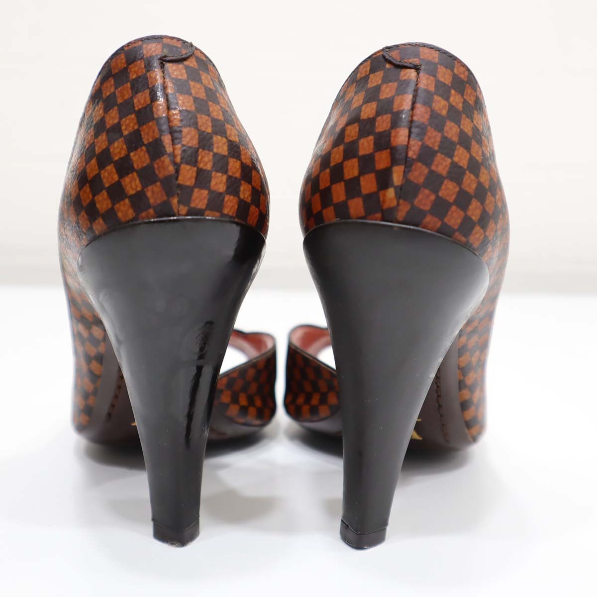 LV ルイヴィトン ハイヒール サンダル ダミエ柄 36 1/2 靴 LOUIS