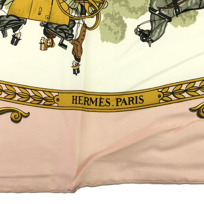 HERMES エルメス カレ90 LA PROMENADE DE LONGCHAMPS ロンシャンへの散歩 スカーフ ピンク H16333-4