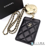 CHANEL シャネル カードケース パスケース マトラッセ ネックストラップ ブラック系 箱有 M3757