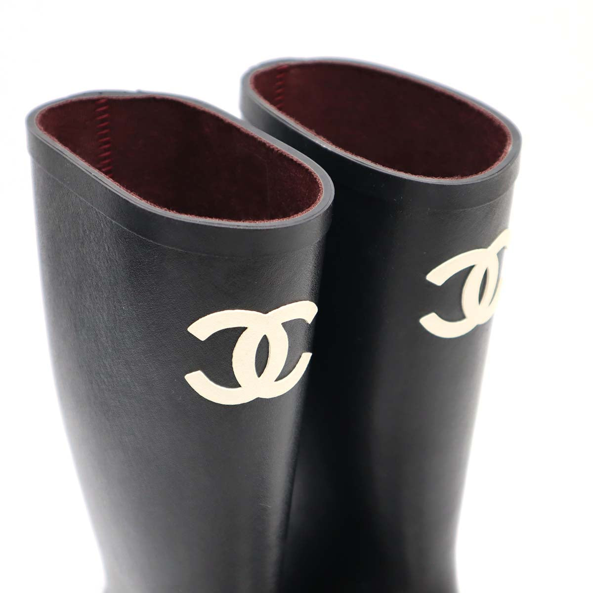 CHANEL サイズ表記「39」24.5センチ程度　ブラックレインブーツ CHANEL レインブーツ 39サイズ シューズ - メルカリ