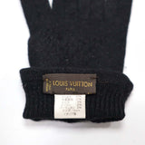 LV ルイヴィトン 手袋 LOUIS VUITTON パンチング LVロゴ ラメ グローブ カシミヤ ブラック 黒 防寒 19K405-242