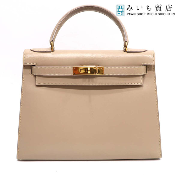 エルメス HERMES ケリー28 トゥルティールグレー ボックスカーフ 〇H刻 ゴールド金具 外縫い gen19