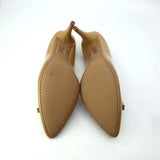 プラダ パンプス 靴 ベージュ PRADA サイズ37 1/2 24.5cm ヒール 7.5cm リボン 19k11-4