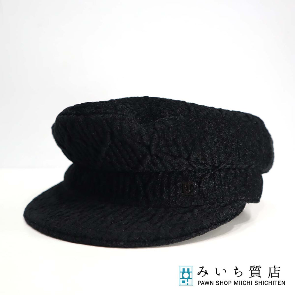 サイズMサイズCHANEL  ベレー帽　コットン素材　ホワイト　Mサイズ