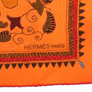 エルメス HERMES カレ90 CARRE KANTHA スカーフ オレンジ シルク H10045