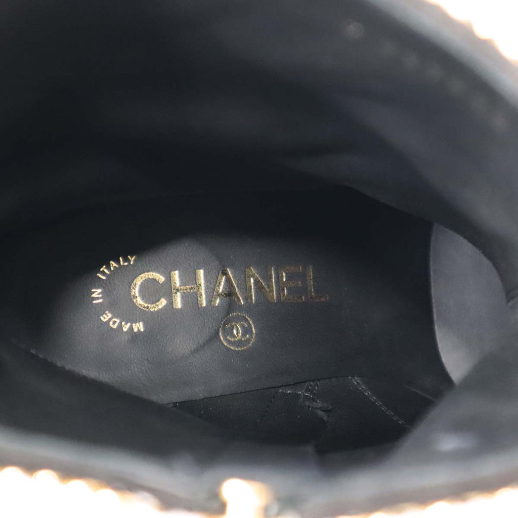 シャネル CHANEL スエード ショート ブーツ ココマーク 黒 ブラック 