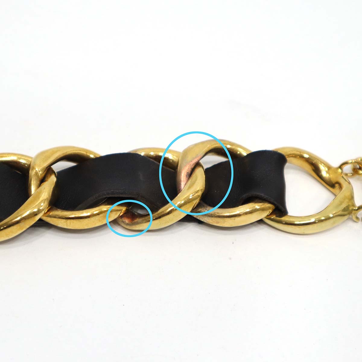 ベルト CHANEL シャネル COCO ロゴ チェーン レザー ゴールド