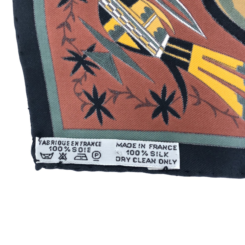 美品 エルメス HERMES カレ90 Kachinas カチナ 民族 スカーフ シルク ブラック 黒 H3225