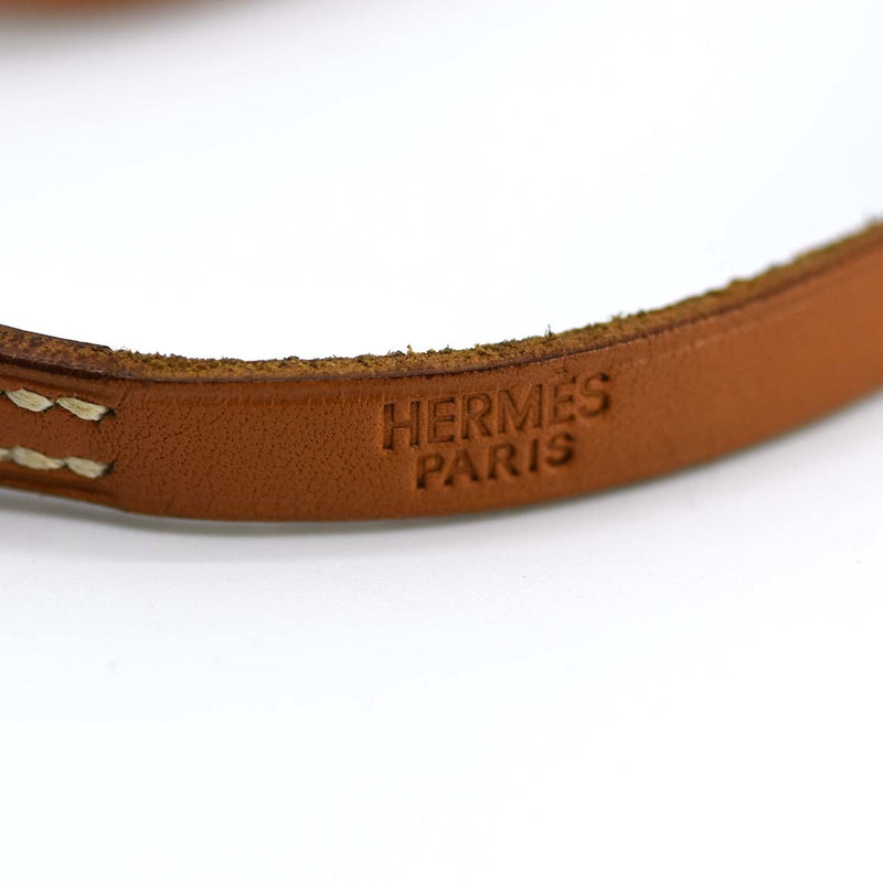 エルメス ブレスレット レザー アピ3 3連 キャメル シルバー色金具 HERMES □H 20K456-4