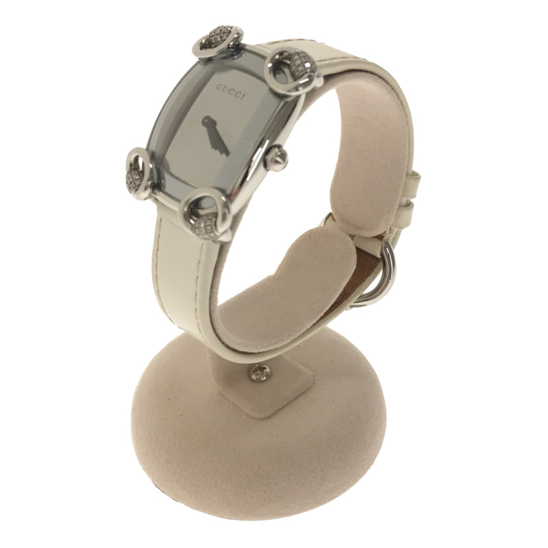 グッチ GUCCI 腕時計 クォーツ 117.5 ホースビットカクテル ダイヤ レディース レザー 革ベルト ホワイト H6485