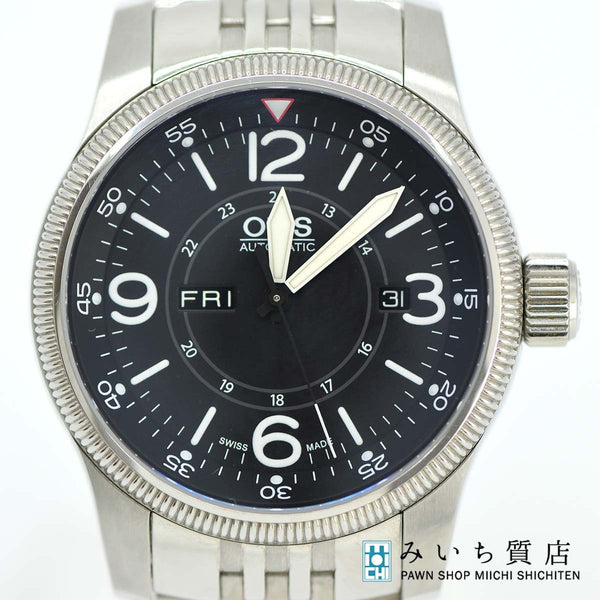 腕時計 ORIS オリス ビッグクラウン 7660-40 デイデイト 自動巻き 黒文字盤 メンズ 27s478-1