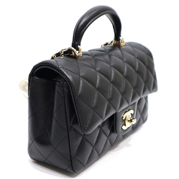 未使用 シャネル CHANEL トップハンドル ミニフラップバッグ ゴールド金具 ブラック AS2431 B06660 22k37-6