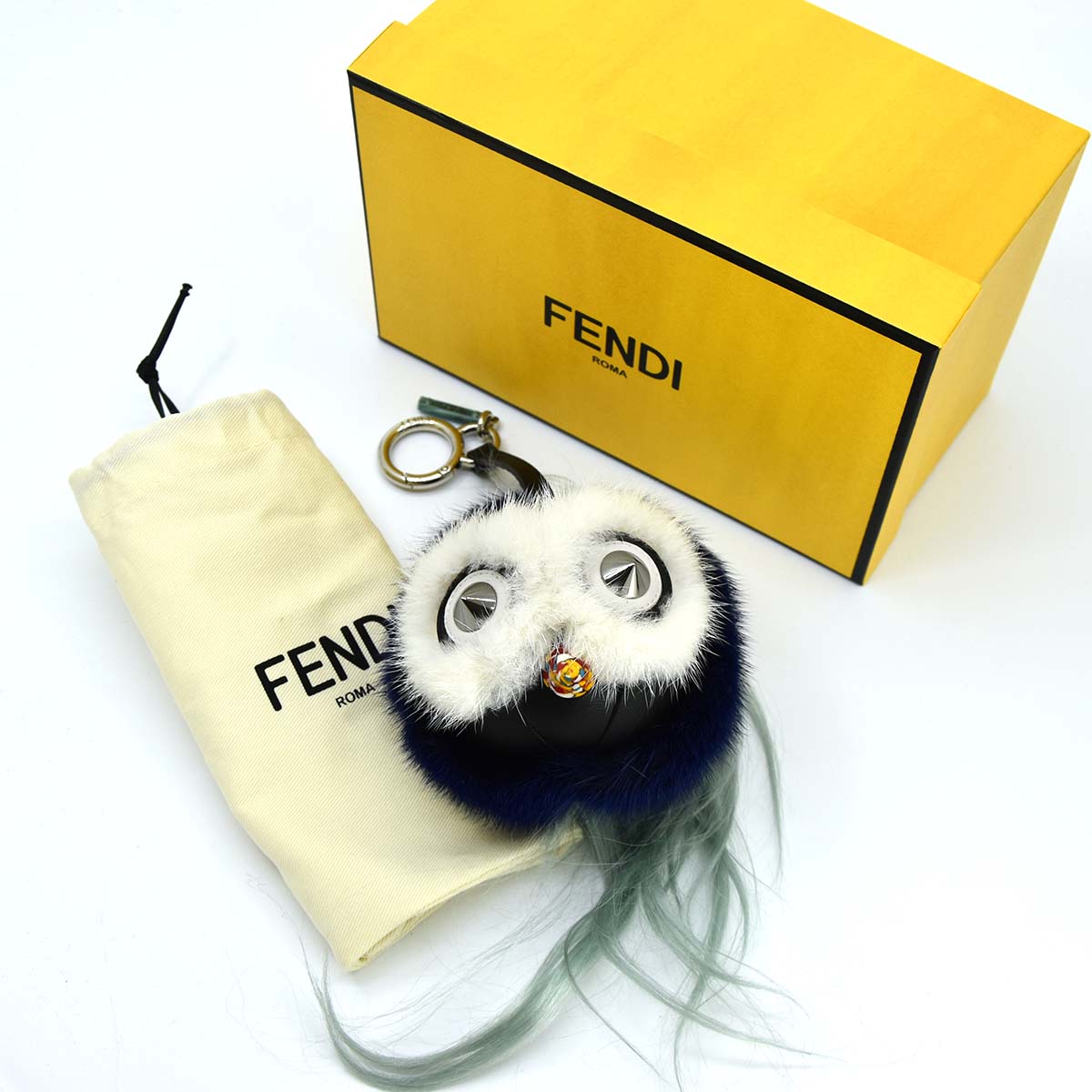 未使用 フェンディ FENDI モンスターチャーム 7AR399 ブルー グリーン ファーチャーム バッグチャーム キーホルダー M960 –  みいち質店