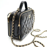 シャネル CHANEL ヴァニティバッグ シャイニー ラムスキン AS3221 トップハンドル ブラック マトラッセ 2way 22k388-1