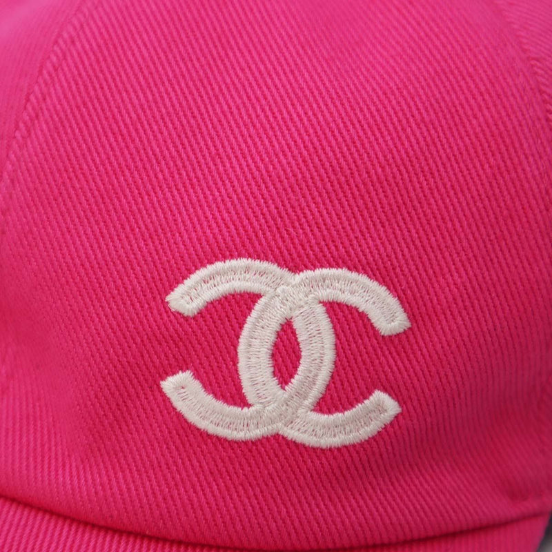 未使用 シャネル CHANEL キャップ ピンク キャンバス 帽子 綿100％ 裏地総柄 ココマーク H11135