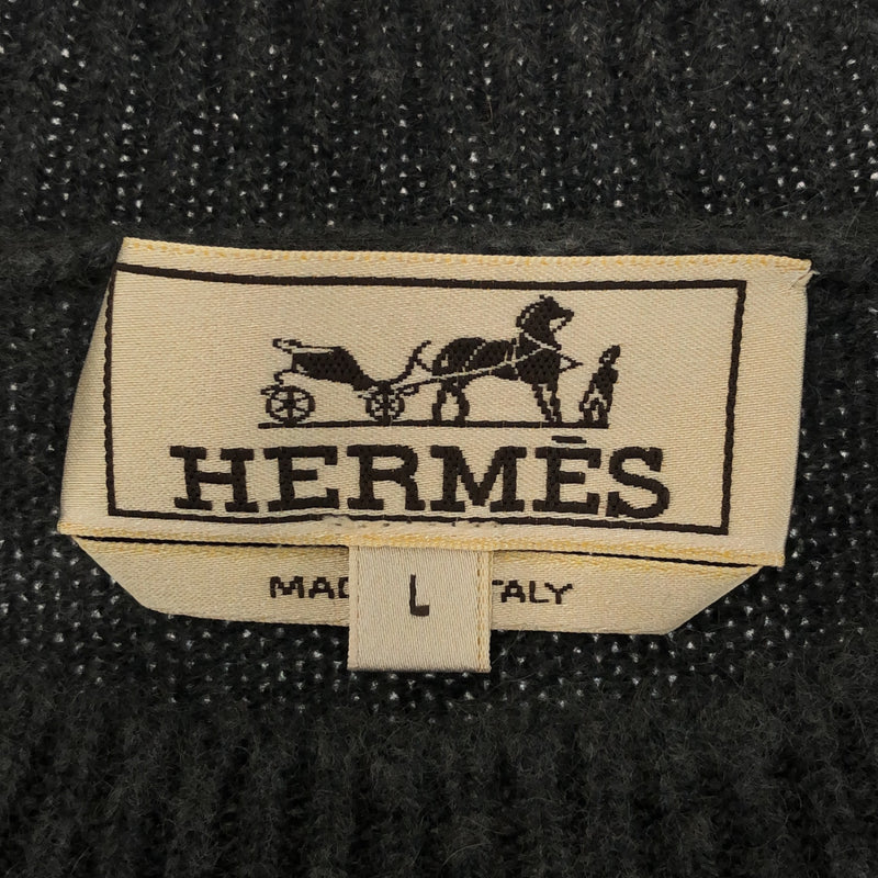 エルメス HERMES カシミヤ セーター Lサイズ グレー オレンジ 長袖 衣類 服 H6526