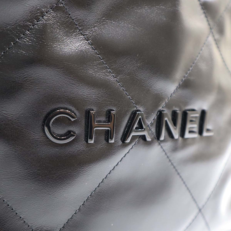 希少 シャネル22 CHANEL22 as3261 ハンドバッグ トートバッグ ソーブラック ブラック オールブラック 黒 22k459-3