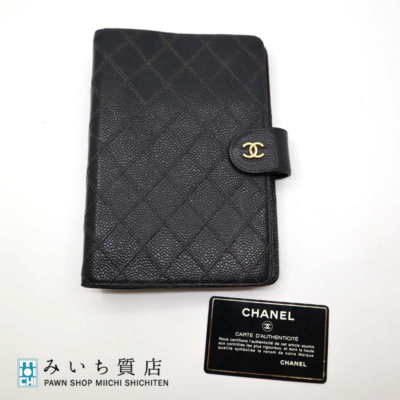 CHANEL シャネル 手帳カバー キャビア ブラック ビコローレ ココマーク