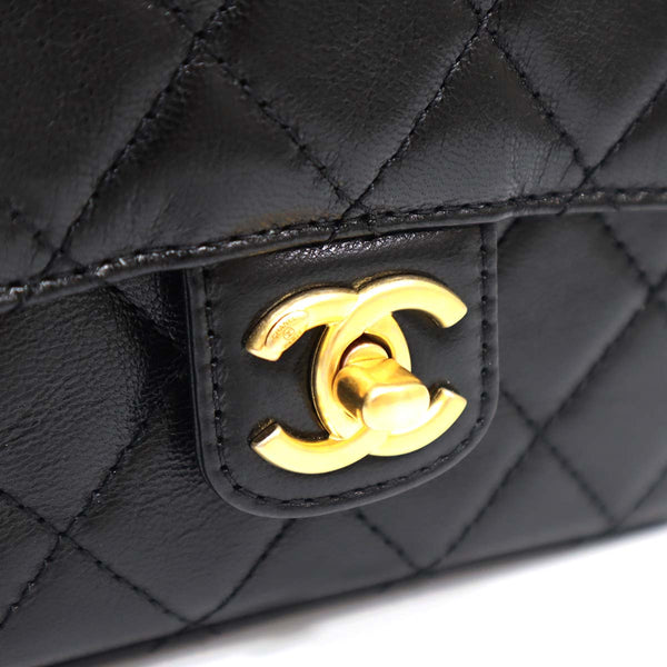 未使用 シャネル CHANEL ミニ フラップバッグ ラムスキン AS3648 ブラック 22k459-6