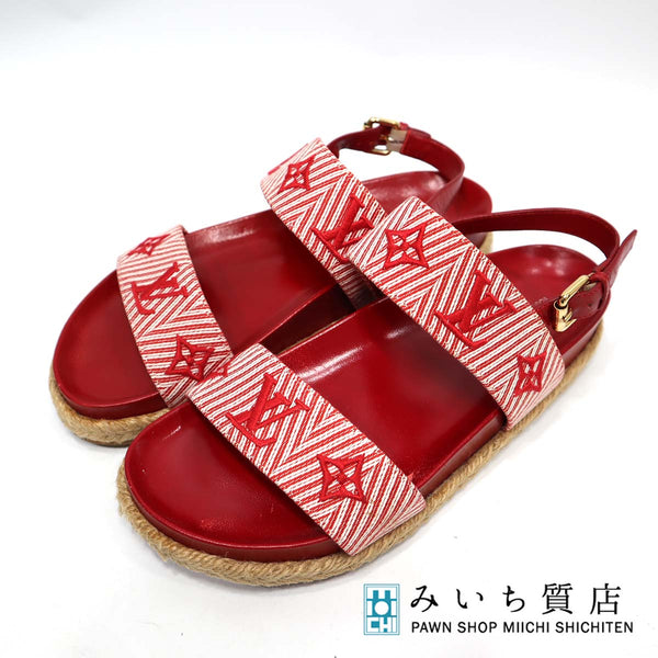 ルイヴィトン LV セイルアウェイ サンダル 赤 靴 サイズ38 24.5cm 