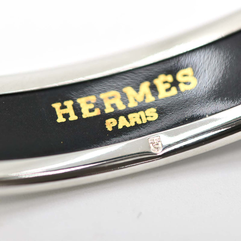 エルメス エマイユPM バングル ブラック 馬車 ブレスレット HERMES シルバー色 七宝 H4602