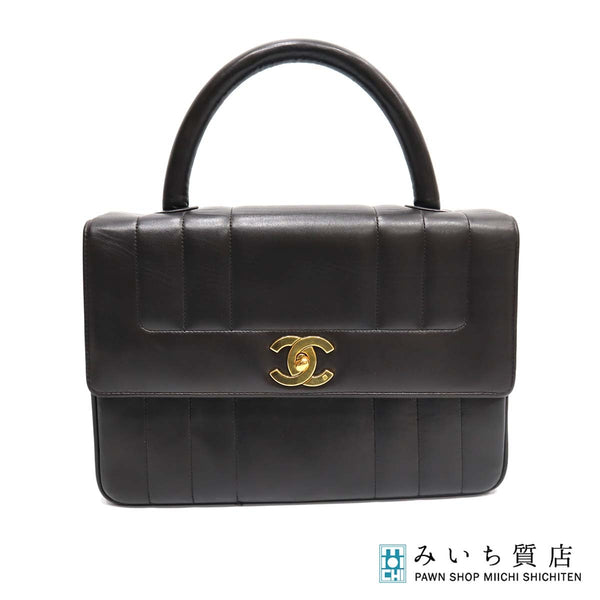 バッグ CHANEL シャネル マドモアゼル ハンドバッグ ラムスキン ヴィンテージ  シール有 ターンロック ゴールド金具 21k467-1