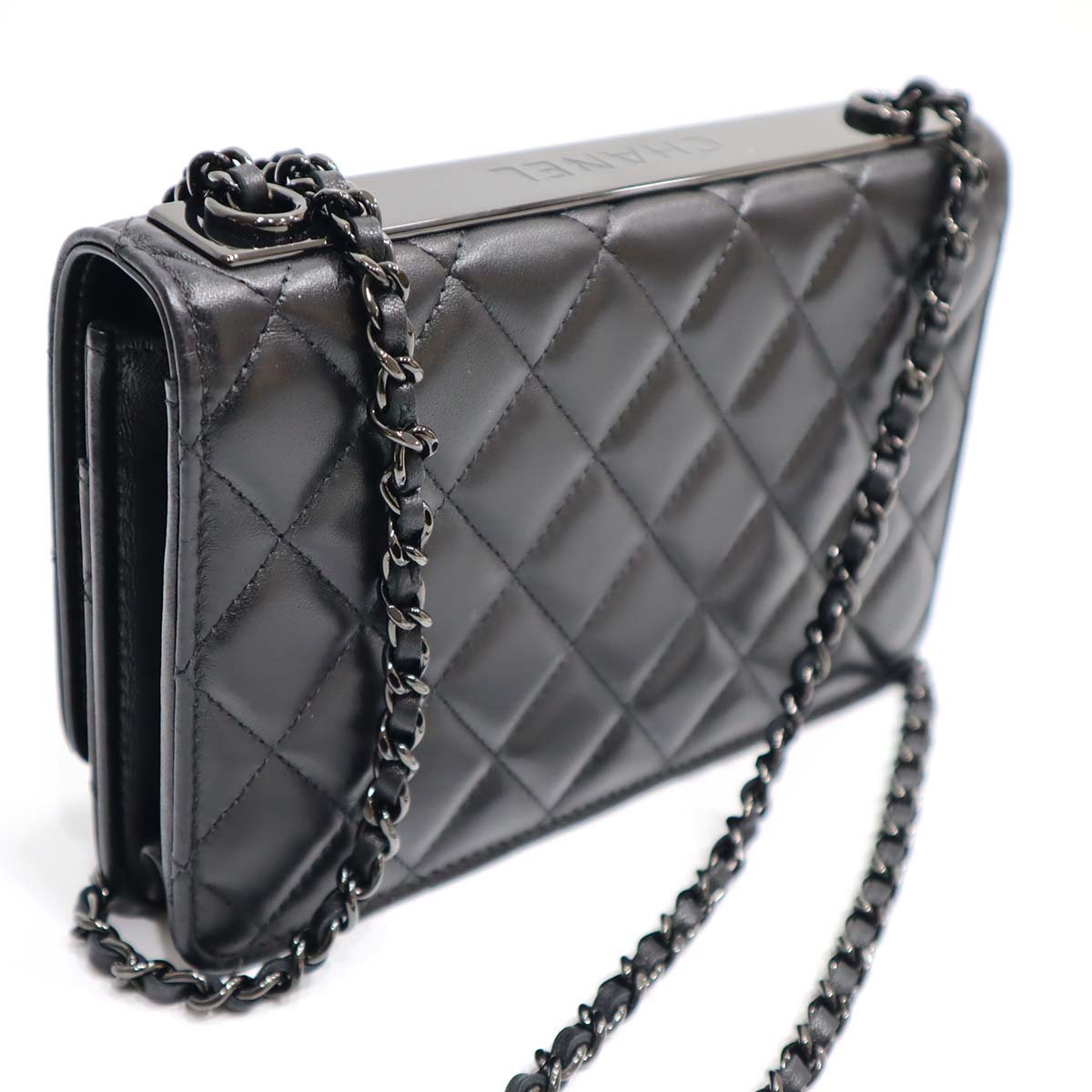 未使用 シャネル チェーンウォレット ソーブラック オールブラック