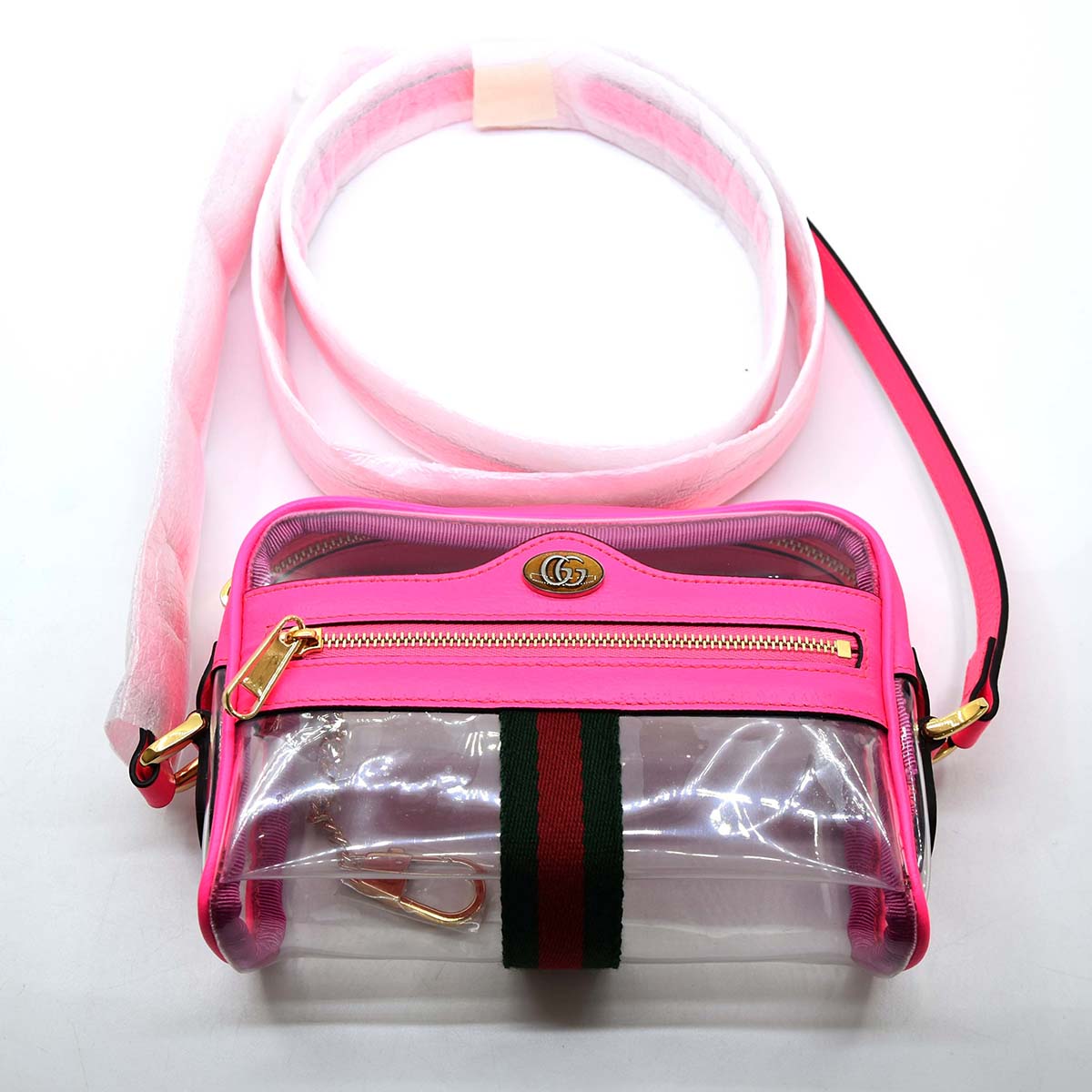 GUCCI 2way ショルダーバッグ ハンドバッグ　クリア　レザー　ビニール ミニ ショルダー バッグ グッチ GUCCI オフィディア ビニール