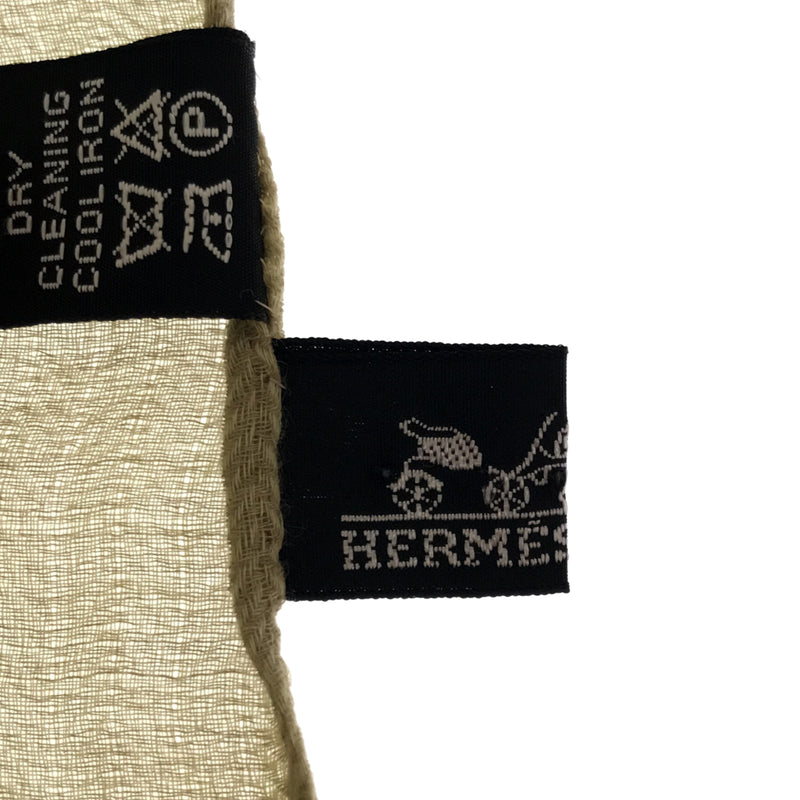 エルメス　Hロゴ　大判ショール　150×200　グリーン　カシミア/ウールファッション小物