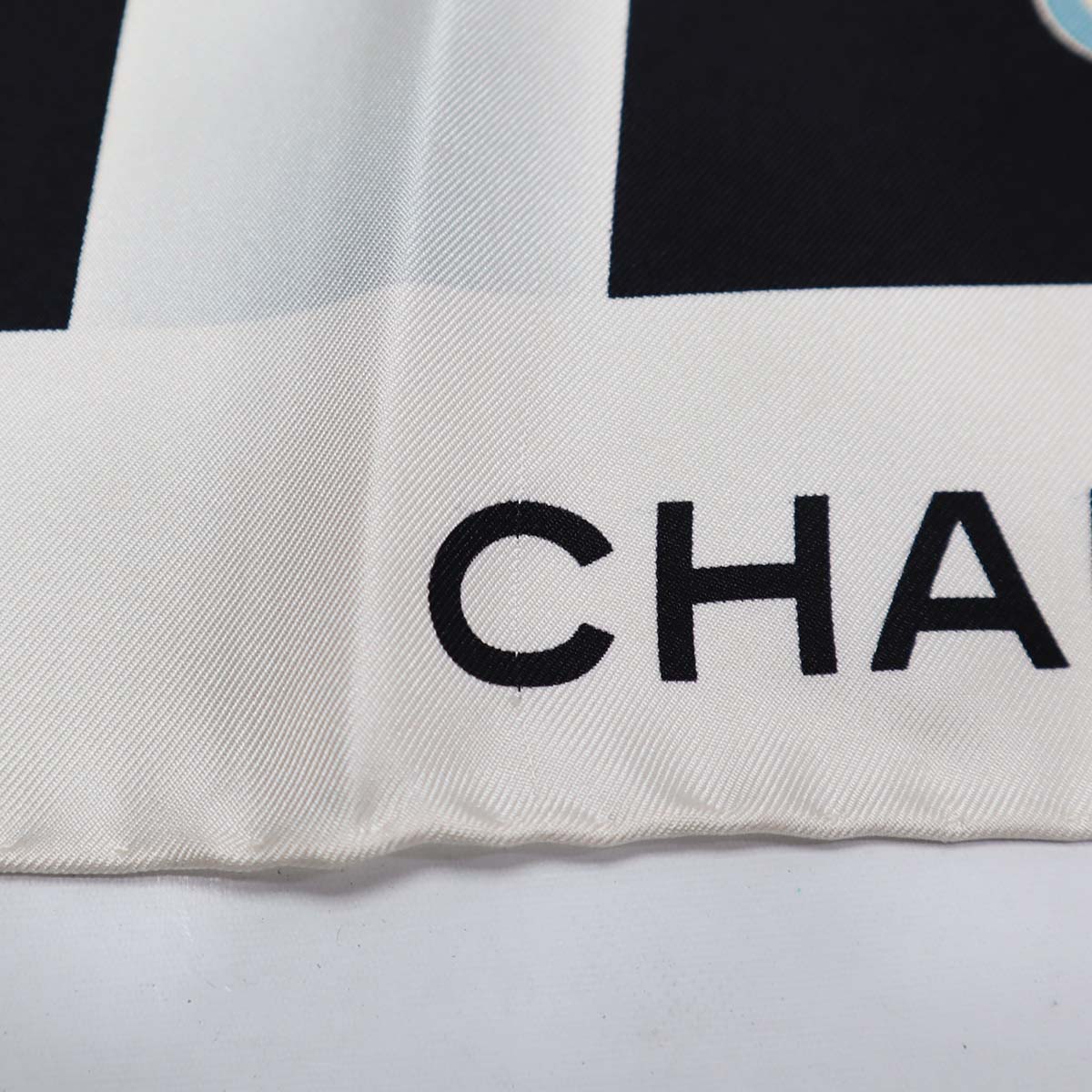 シャネル CHANEL スカーフ NB733 リボン ハート シルク 黒 90cm
