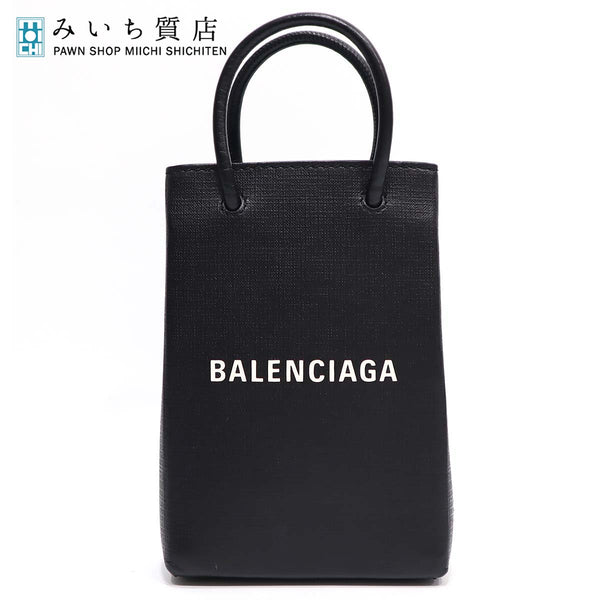 バレンシアガ BALENCIAGA ミニ shopping バッグ Shopping Phone Holder バッグ スクエアカーフ ブラック H4222