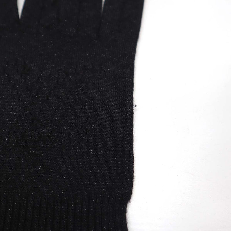 LV ルイヴィトン 手袋 LOUIS VUITTON パンチング LVロゴ ラメ グローブ カシミヤ ブラック 黒 防寒 19K405-242