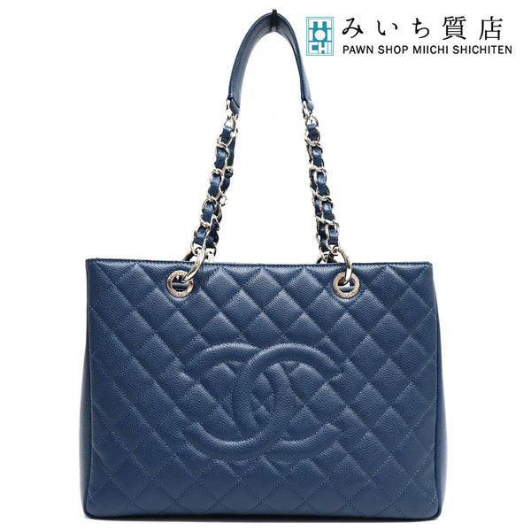 シャネル CHANEL キャビアスキン ブルー GST トート A66865 トートバッグ 肩掛け k316