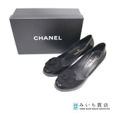 ヒール CHANEL シャネル カメリア エナメル G26821 ブラック 靴 シューズ レディース 表記サイズ 38 1/2 H536